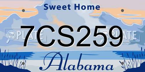 7CS259 Alabama License Plate