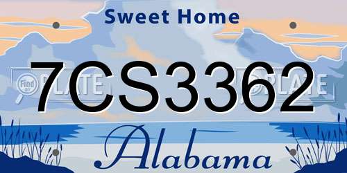 7CS3362 Alabama License Plate