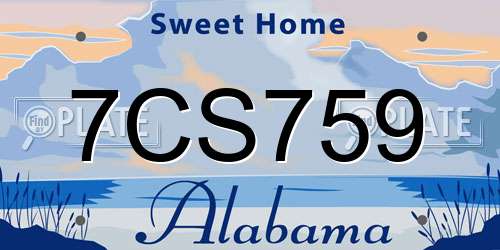 7CS759 Alabama License Plate