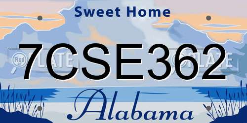 7CSE362 Alabama License Plate