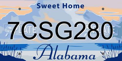 7CSG280 Alabama License Plate