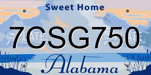 7CSG750 Alabama License Plate