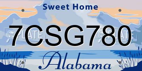 7CSG780 Alabama License Plate