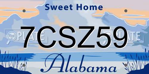 7CSZ59 Alabama License Plate