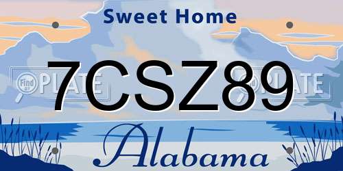 7CSZ89 Alabama License Plate