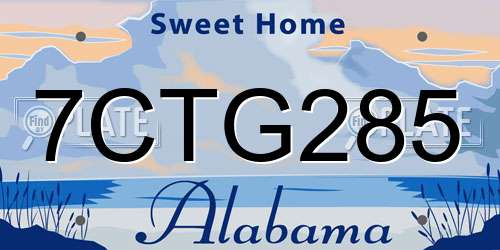 7CTG285 Alabama License Plate