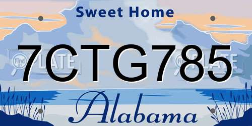 7CTG785 Alabama License Plate
