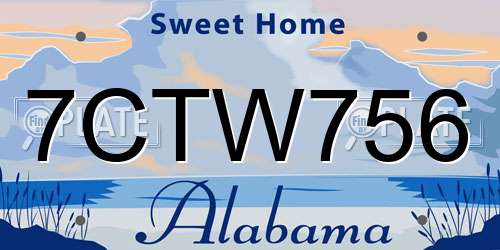 7CTW756 Alabama License Plate
