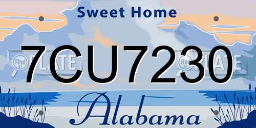 7CU7230 Alabama License Plate