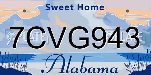 7CVG943 Alabama License Plate