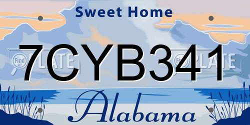 7CYB341 Alabama License Plate