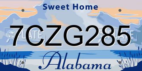 7CZG285 Alabama License Plate
