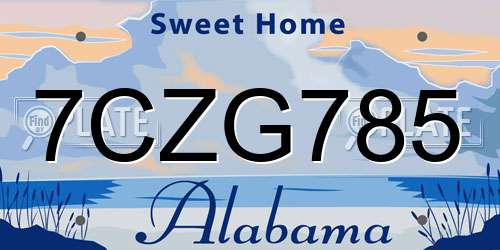 7CZG785 Alabama License Plate
