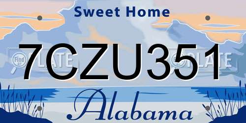 7CZU351 Alabama License Plate