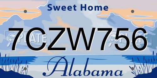 7CZW756 Alabama License Plate