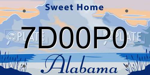 7D00P0 Alabama License Plate