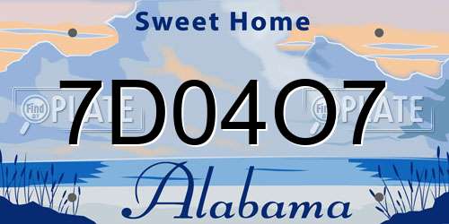 7D04O7 Alabama License Plate