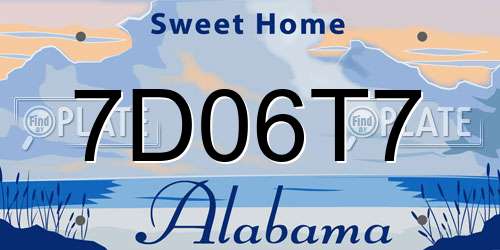 7D06T7 Alabama License Plate