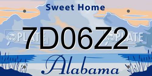 7D06Z2 Alabama License Plate
