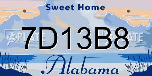7D13B8 Alabama License Plate