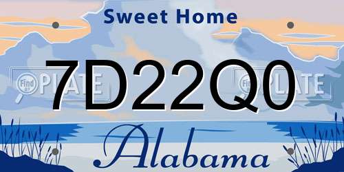 7D22Q0 Alabama License Plate