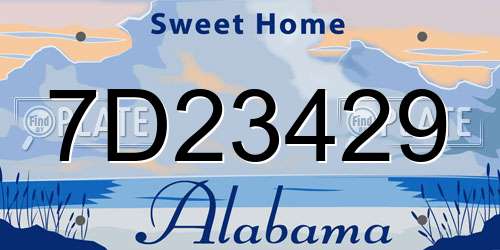 7D23429 Alabama License Plate