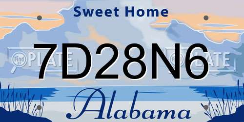 7D28N6 Alabama License Plate