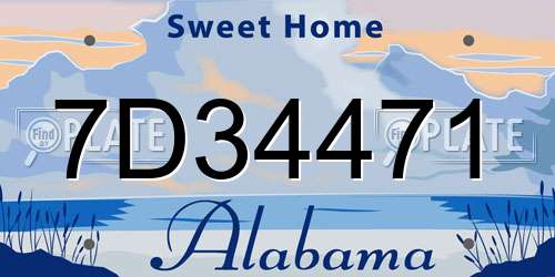 7D34471 Alabama License Plate