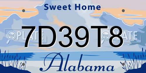 7D39T8 Alabama License Plate