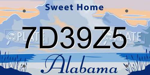 7D39Z5 Alabama License Plate