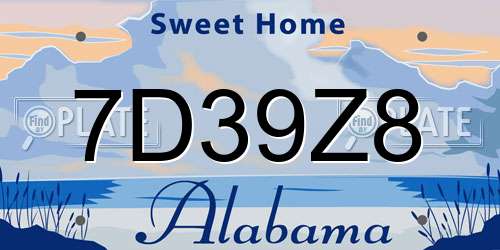 7D39Z8 Alabama License Plate