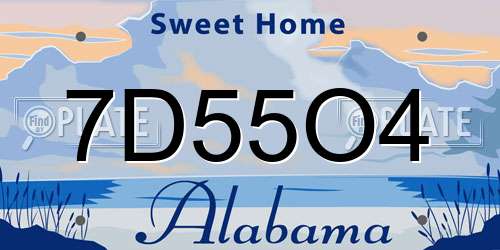 7D55O4 Alabama License Plate