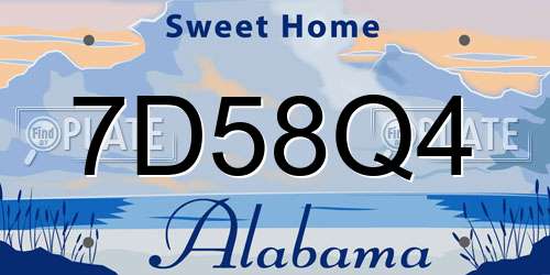 7D58Q4 Alabama License Plate