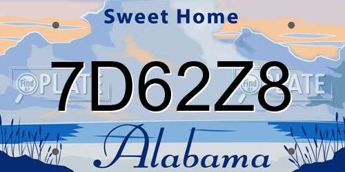 7D62Z8 Alabama License Plate