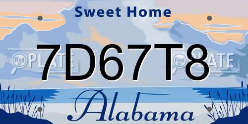 7D67T8 Alabama License Plate