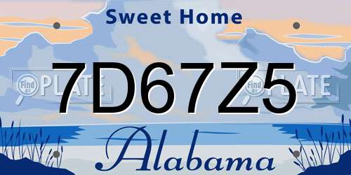 7D67Z5 Alabama License Plate
