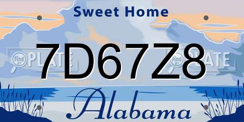 7D67Z8 Alabama License Plate