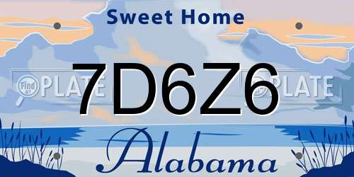 7D6Z6 Alabama License Plate