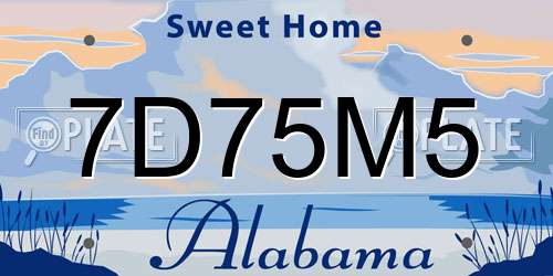 7D75M5 Alabama License Plate
