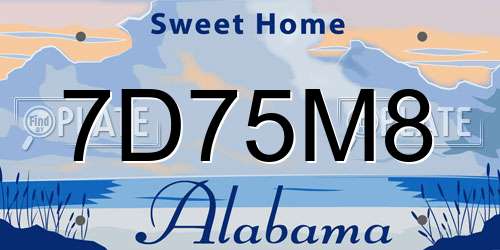 7D75M8 Alabama License Plate