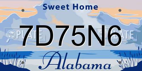 7D75N6 Alabama License Plate