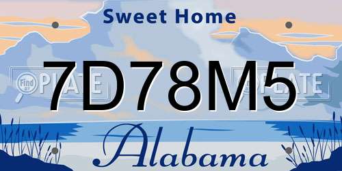7D78M5 Alabama License Plate