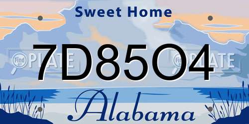 7D85O4 Alabama License Plate