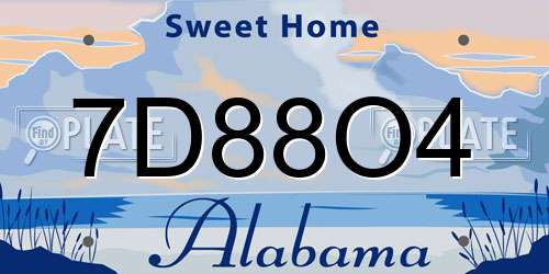 7D88O4 Alabama License Plate