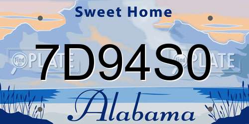 7D94S0 Alabama License Plate