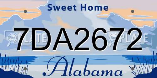7DA2672 Alabama License Plate