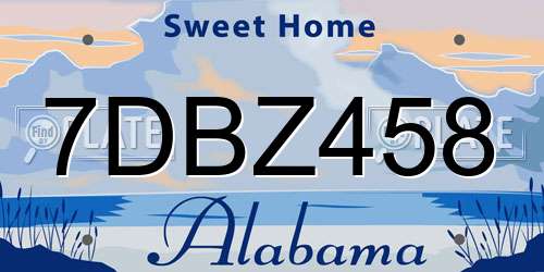 7DBZ458 Alabama License Plate