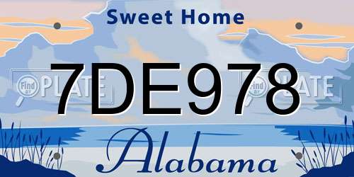 7DE978 Alabama License Plate