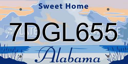 7DGL655 Alabama License Plate