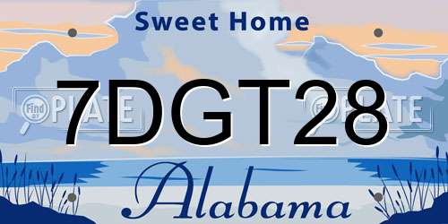 7DGT28 Alabama License Plate
